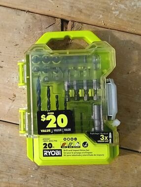 RYOBI 20 Piece Drill & Impact Drive Kit with Case. NEW